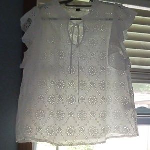 Shein 2xl NWOT white eyelet lace top
